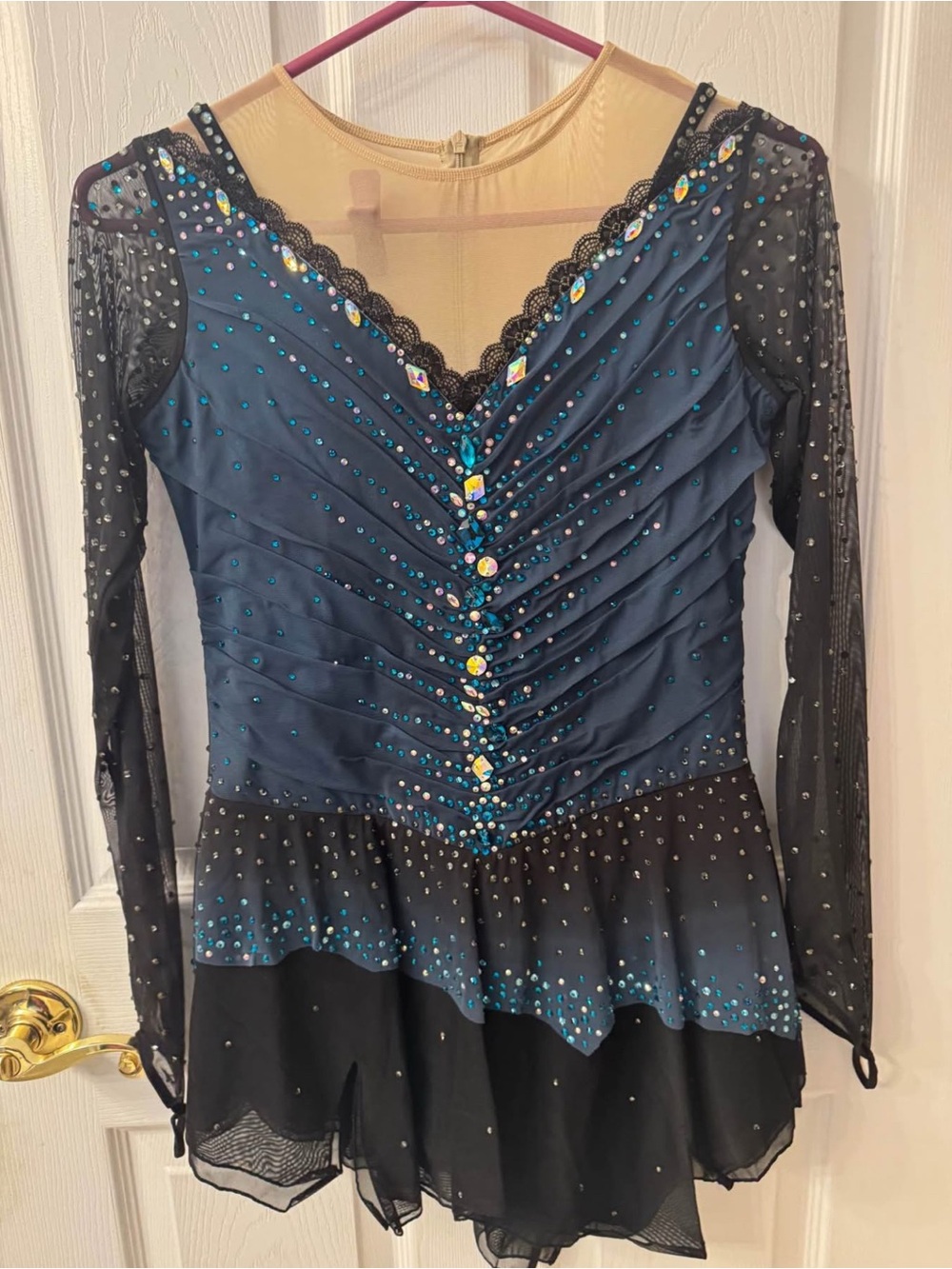Black and blue figure skating dress